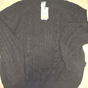 Nike Black Cable Knit Crewneck Sweater